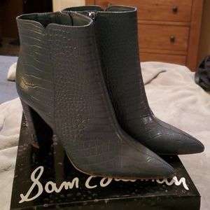 Sam Edelman grey croc embossed leather booties